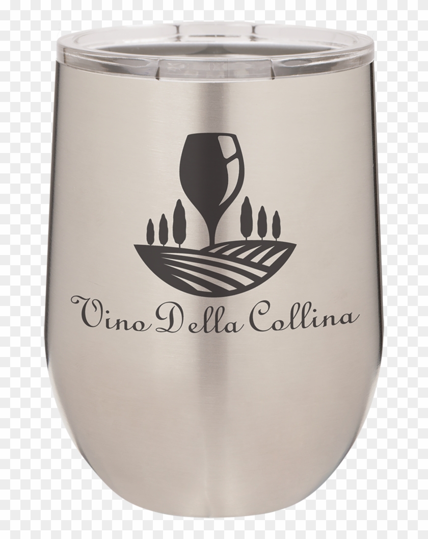 12 Oz Silver Custom Stainless Steel Stemless Wine Tumbler - Free Vector Silhouette Vineyard Clipart #946925