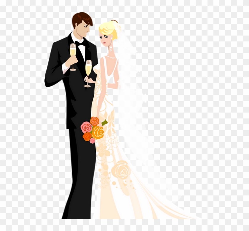 Mariage, Mariés Png, Dessin, Couple - Wedding Card Templates Png Clipart #949100