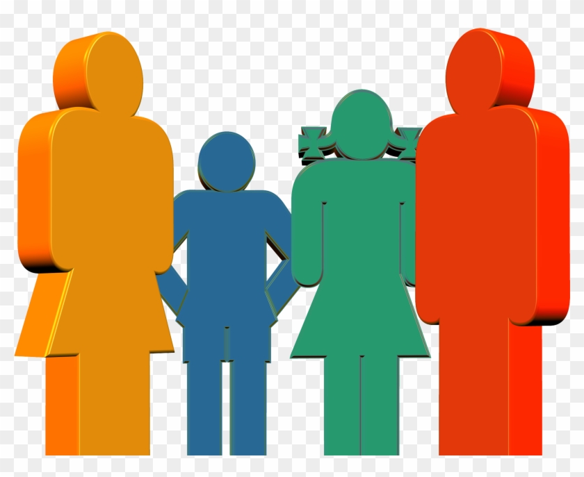 Colored Silhouettes Mother, Father And Children Demonstrating - Orientacion Familiar Clipart