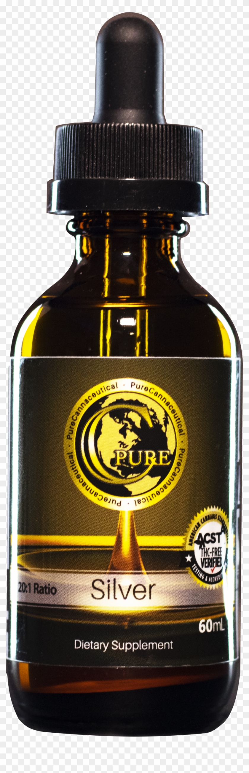 Silver / 60ml Bottle 500mg Pcr Extract Per Bottle - Glass Bottle Clipart