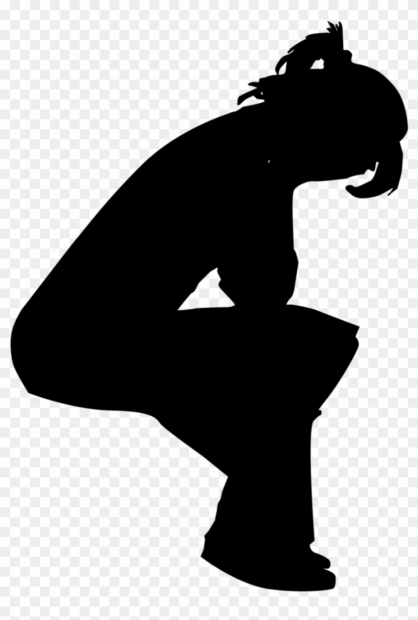 Clipart And White Sitting - Crying Woman Silhouette Png Transparent Png