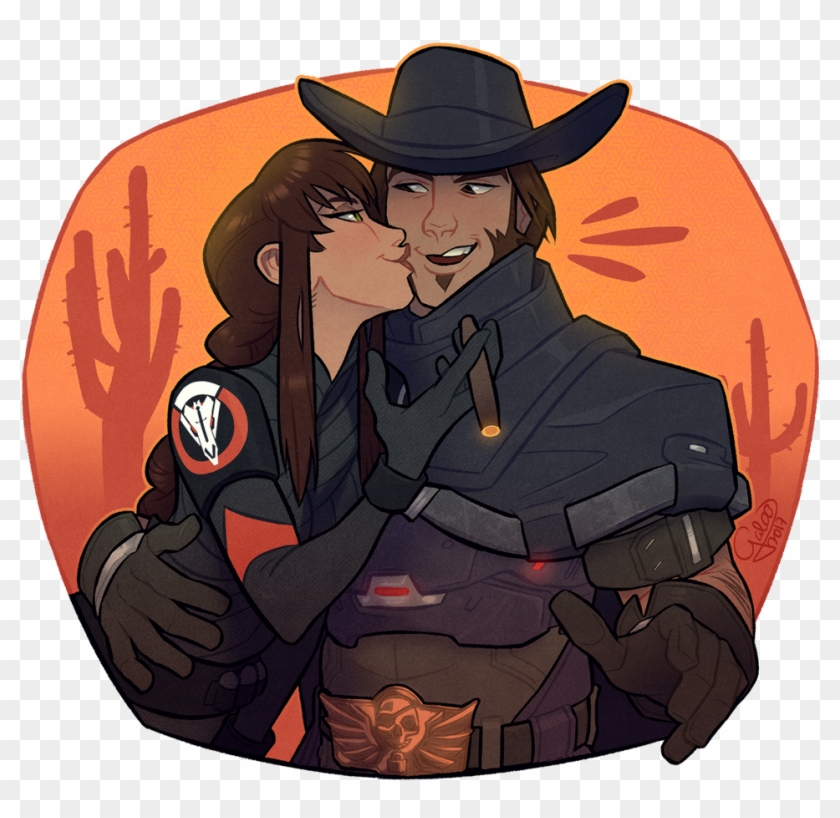 Commission For @wafflii Of Her Oc Lizzie And Mccree - Cartoon Clipart