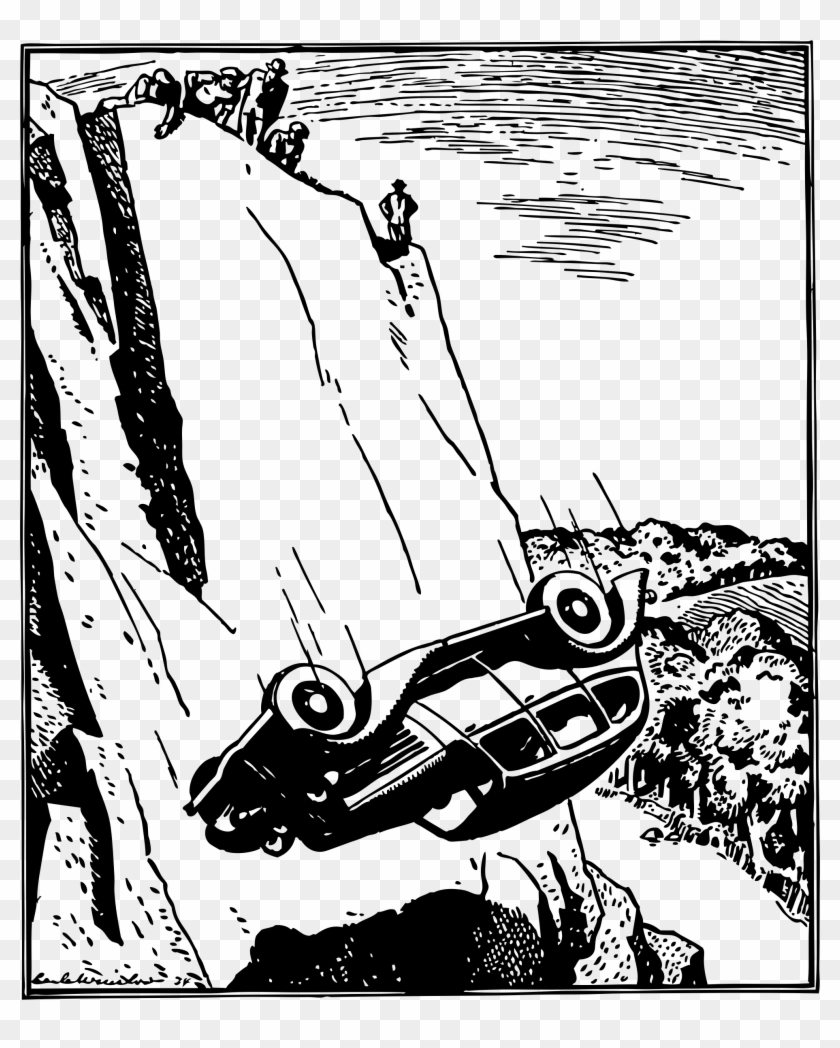 Clipart Transparent Cliff Clipart Black And White - Car Flipped Over Cartoon - Png Download