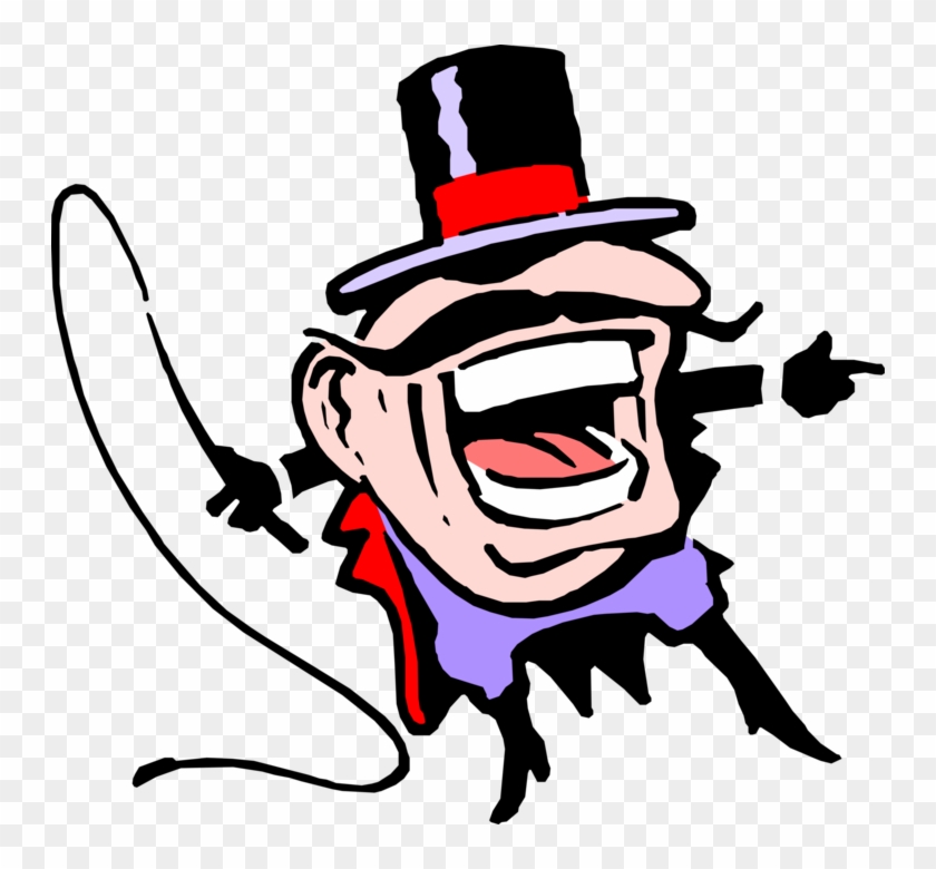 Vector Illustration Of Big Top Circus Master Of Ceremonies - Cartoon Lion Tamer Clipart