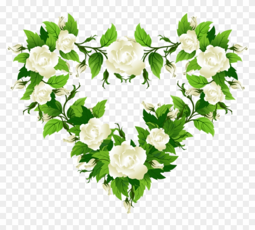 Free Png Download White Roses Heart Decorpicture Clipart - Hybrid Tea Rose Transparent Png #956191