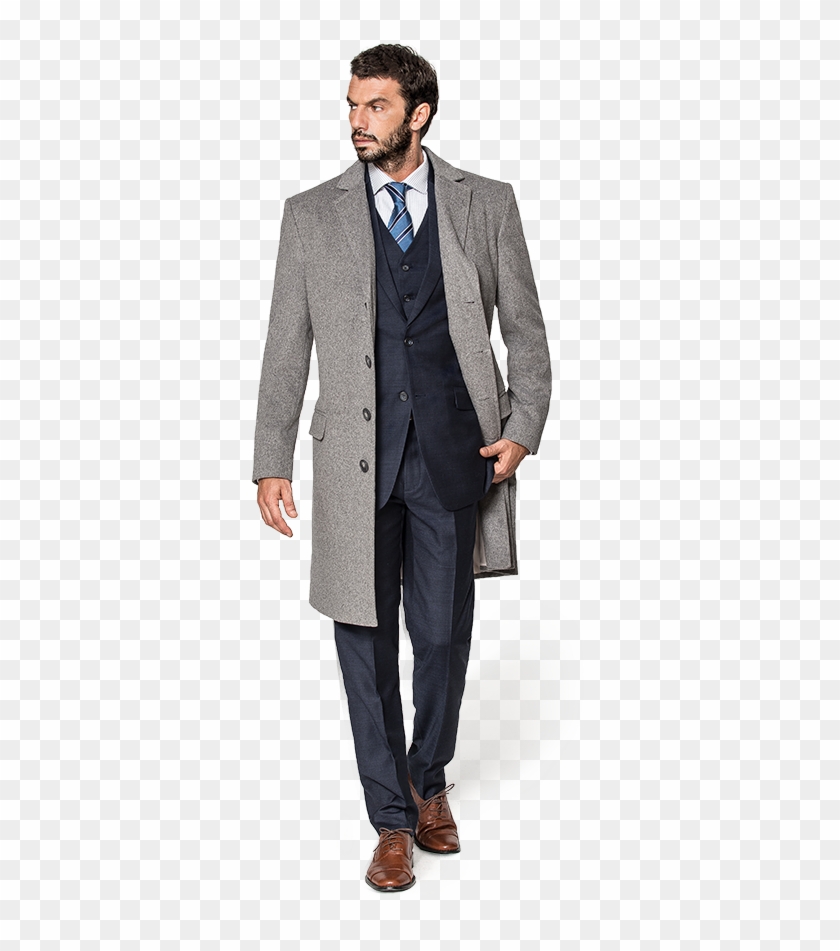 Grey Cashmere Coat - Long Coat Over Suit Clipart #957823