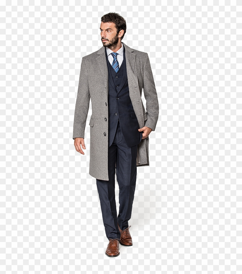 Grey Cashmere Coat - Long Coat Over Suit Clipart