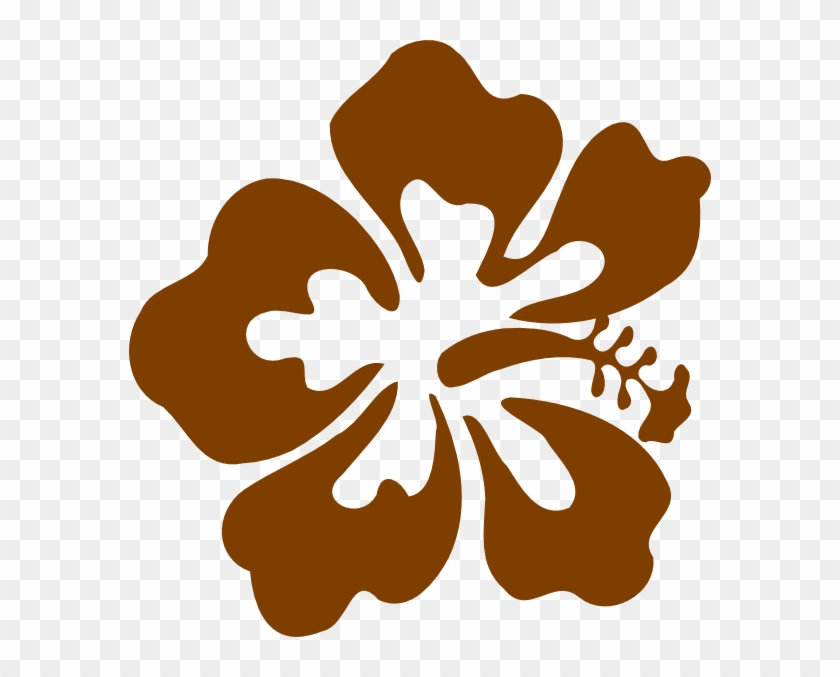 Brown Hibiscus Clip Art At Clker - Black And White Hibiscus Flower Clip Art - Png Download
