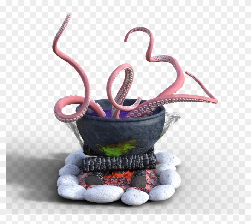 Cauldron Halloween Tentacle - Octopus Clipart #961206