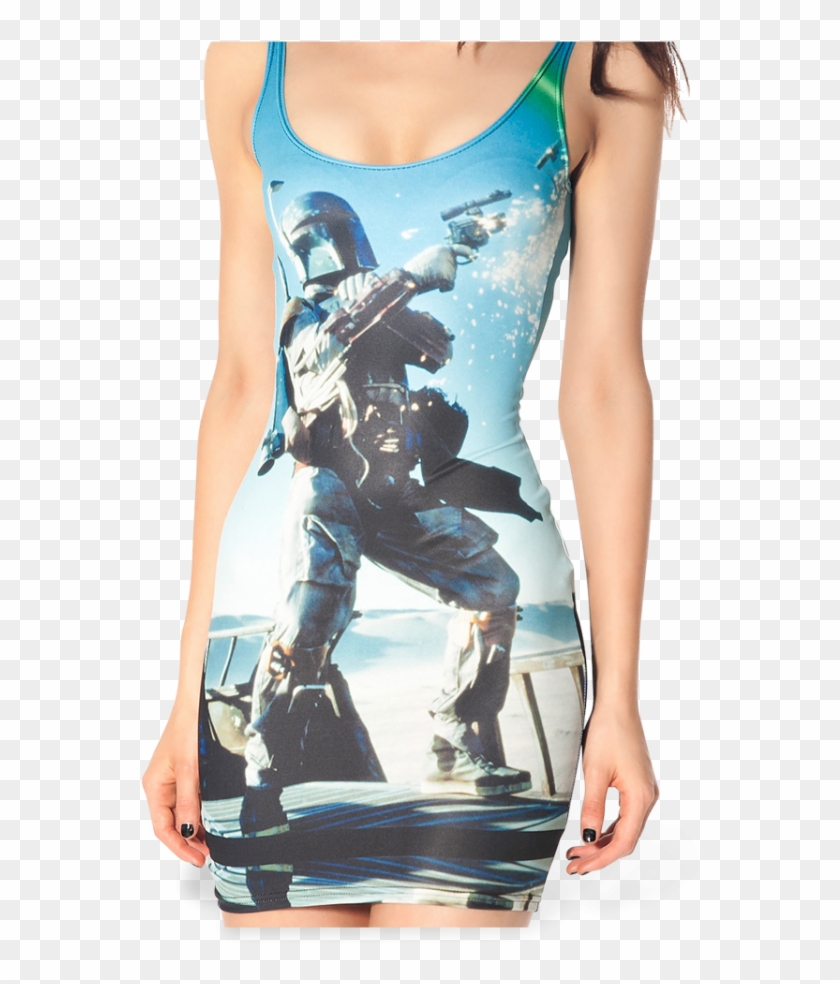 "boba Fett's Last Stand" Dress By Black Milk, Detail - T Shirt Boba Fett Woman Clipart #961508