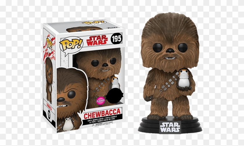Chewbacca With Porg Flocked Pop Vinyl Figure - Chewbacca Last Jedi Funko Pop Clipart