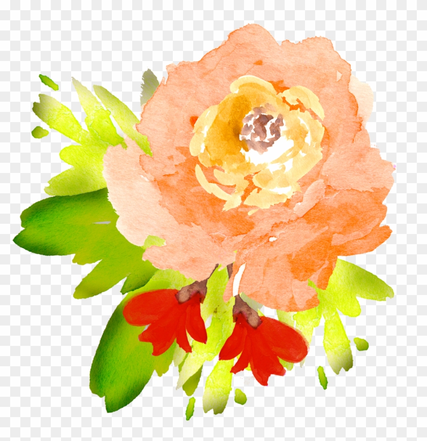 Clip Library Stock Floral Elements Pretty Things For - Watercolor Orange Flowers Clipart Transparent - Png Download #962136