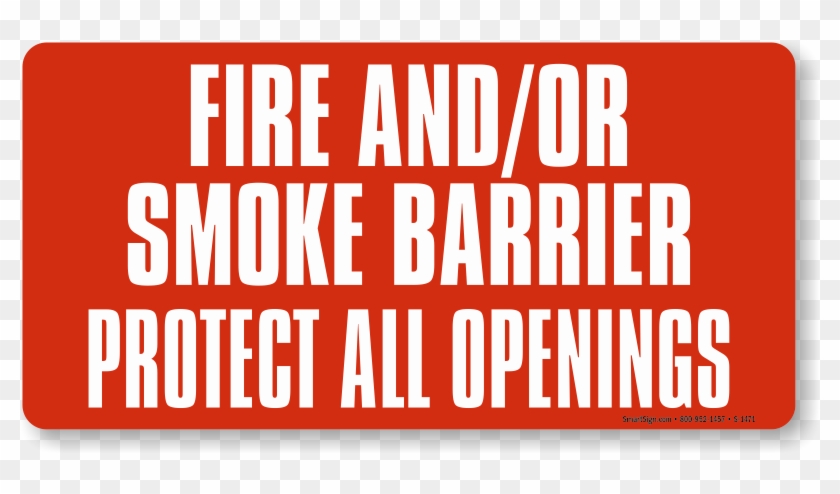 Fire & Smoke Barrier Label - Fire Barrier Sign Clipart #964386