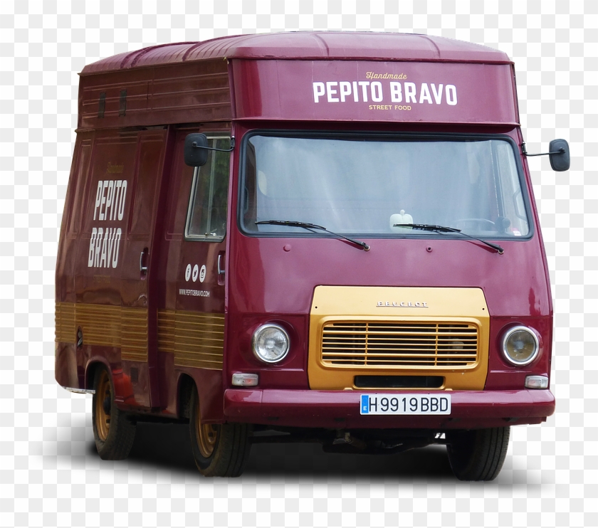 Van, Vintage Car, Old, Food Truck, Peugeot, Seventies - Trailer Truck Clipart