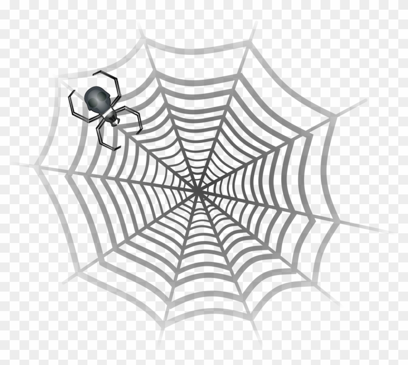 Png Big Image Png - Gray Spider In Web Clipart #965924