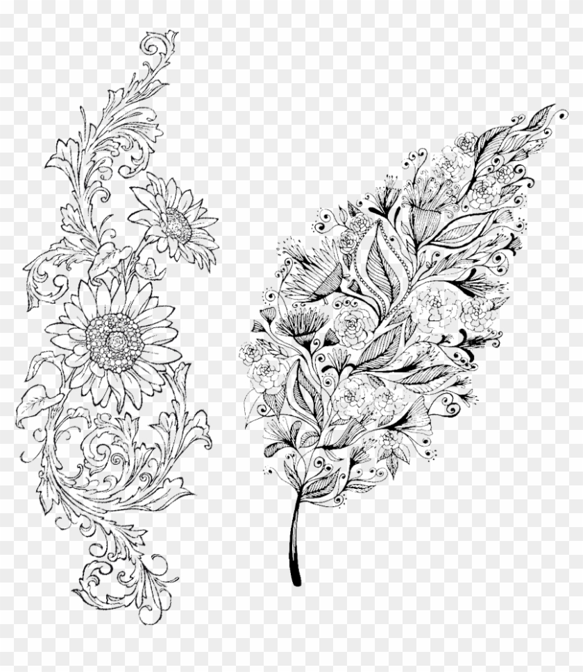 Flower Line Transprent Png Free Download - Line Art Clipart