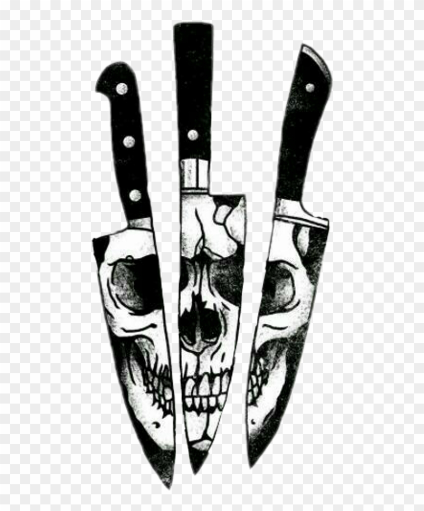 Knife Reflection Skull Tattoo Clipart