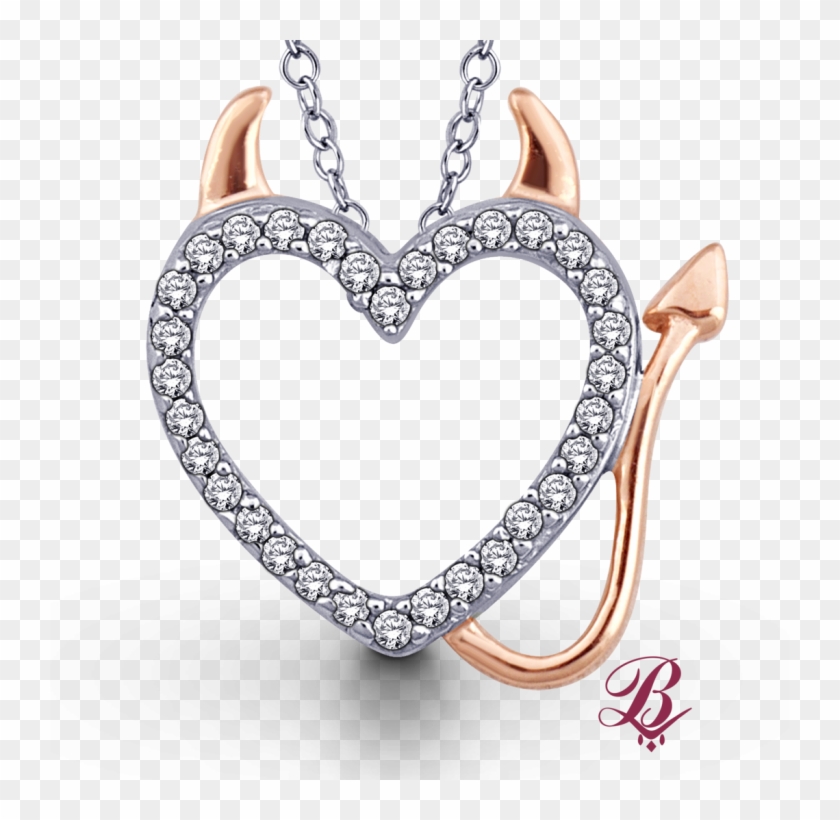 Diamond Accent Devil Heart Pendant - Locket Clipart