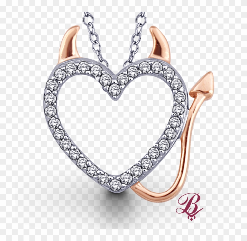 Diamond Accent Devil Heart Pendant - Locket Clipart #970496