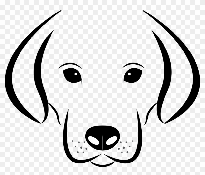 Dog, Vector, Head, White, Background, Labrador, Animal - Black And White Cartoon Dog Face Clipart #971021