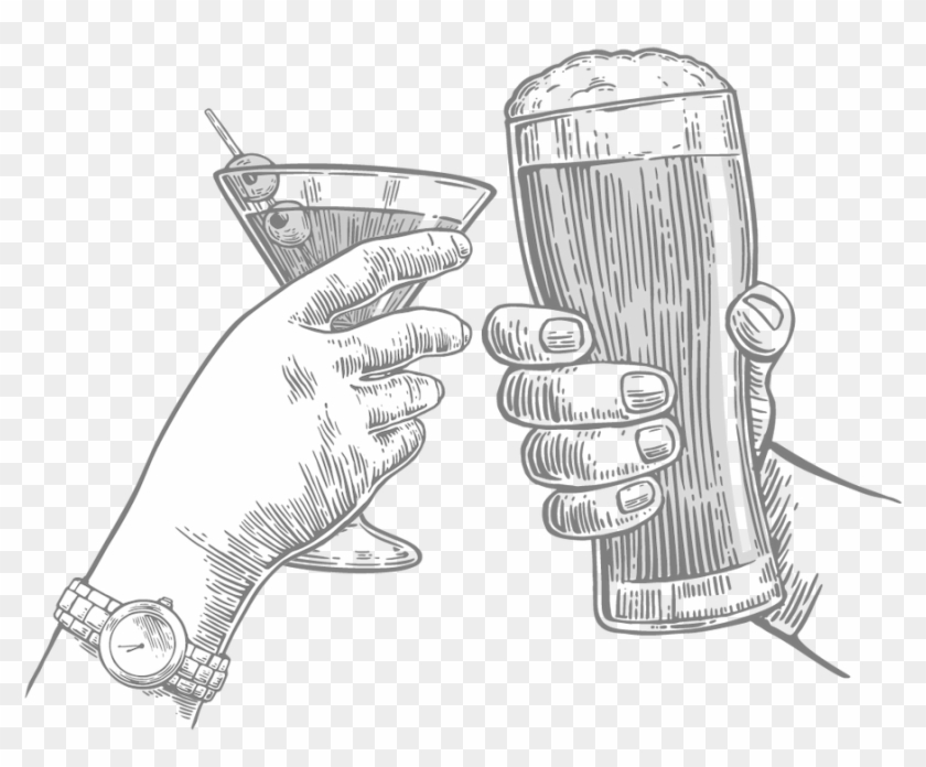 Png Library Cocktail Drawing At Getdrawings - Cheers Two Hands Champagne Beer Clipart