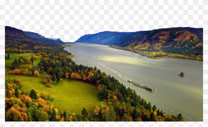 River Between Mountains - Columbia River Gorge Clipart #977633