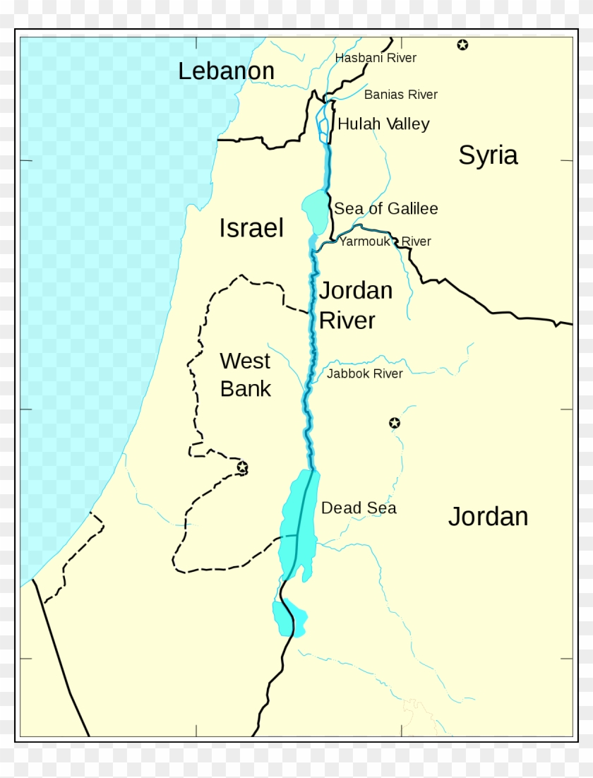 Jordan River Middle East Map Clipart #977937