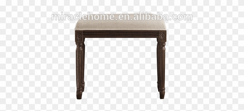 French Style Wood Frame And Low Seat Linen Chair - Stool Clipart #979311