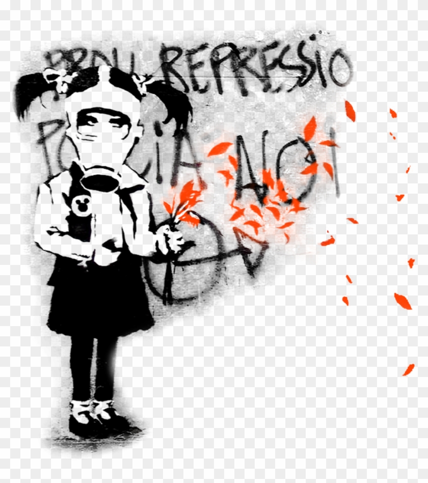 Banksy Girl Gas Mask - Banksy Girl With Gas Mask Clipart