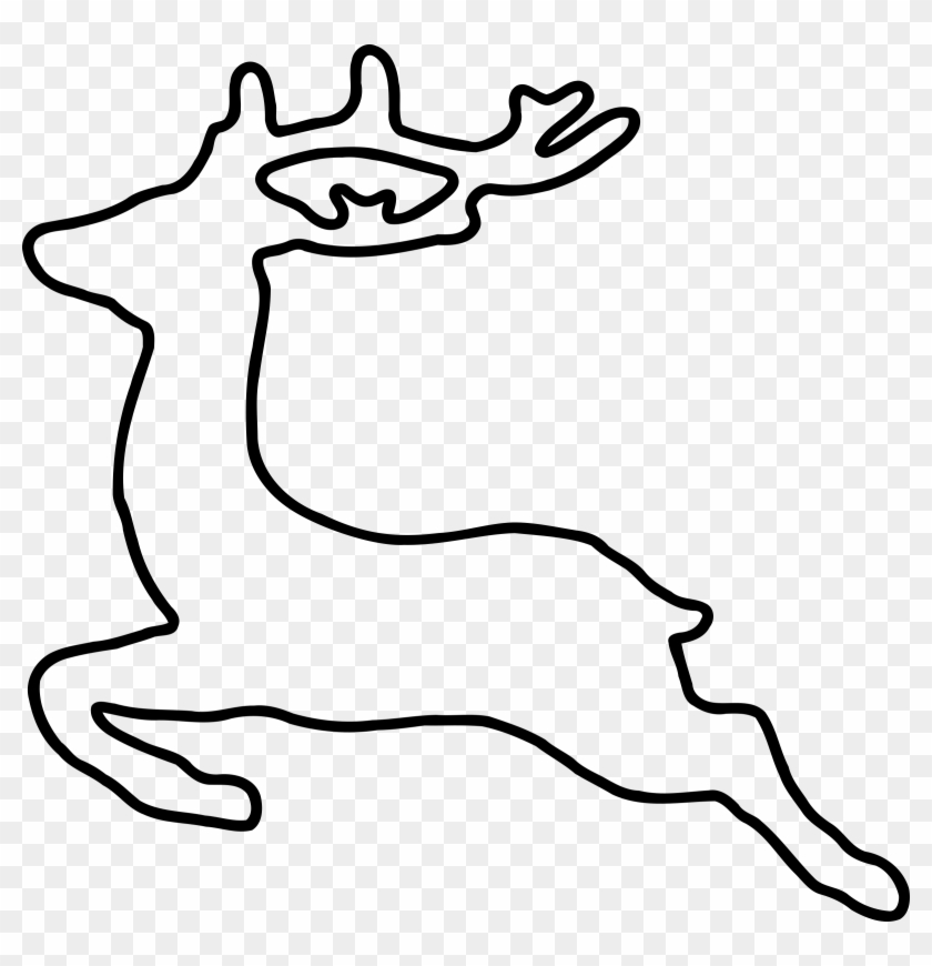 Reindeer Clipart Elegant - Jumping Deer Outline - Png Download #980799