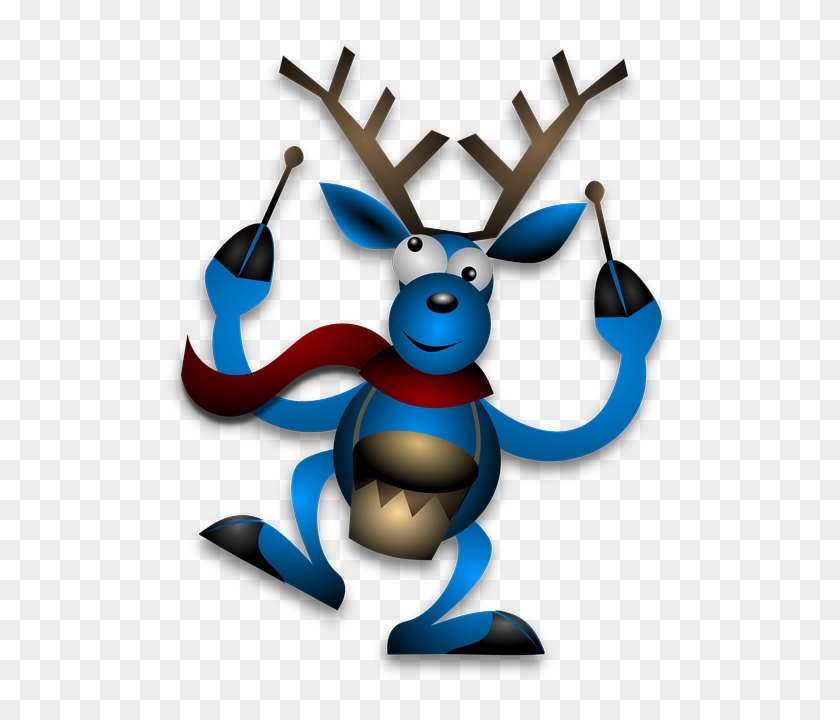 Reindeer Drummer Drumming Blue Christmas Noel Whats