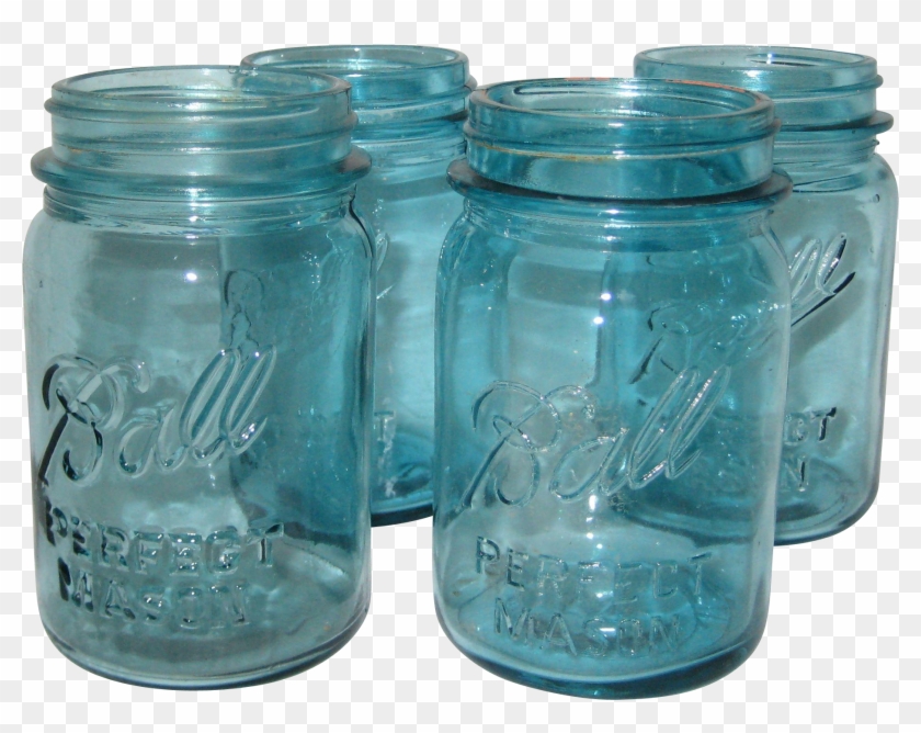 Four Ball Perfect Aqua Pint Canning Or - Glass Bottle Clipart #980847