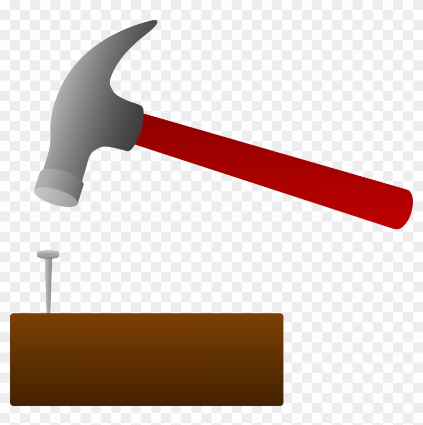 Nail And Hammer Clipart - Hammering A Nail Clipart - Png Download