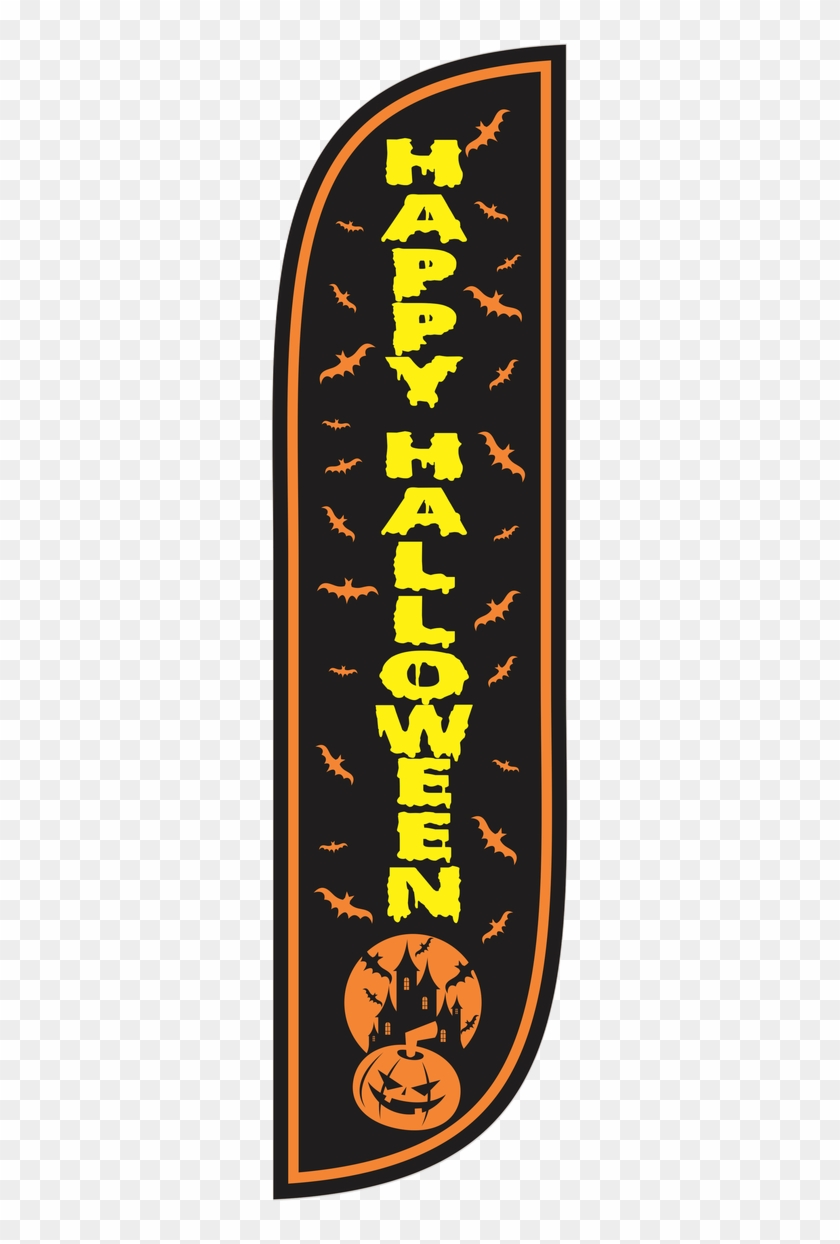 5ft Happy Halloween Feather Flag Black - Emblem Clipart