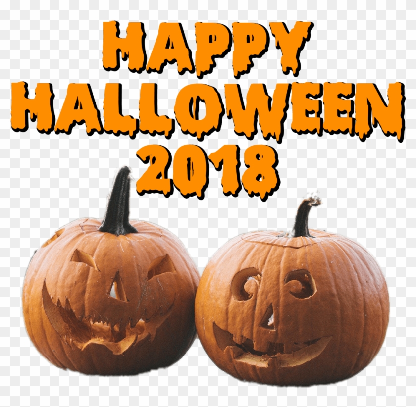 Download Two Pumpkins Happy Halloween 2018 Transparent - Jack-o'-lantern Clipart