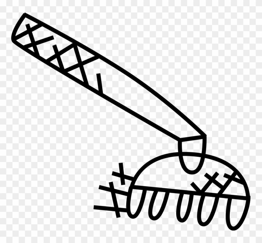 Vector Illustration Of Garden Rake For Yard Work Raking - Line Art Clipart