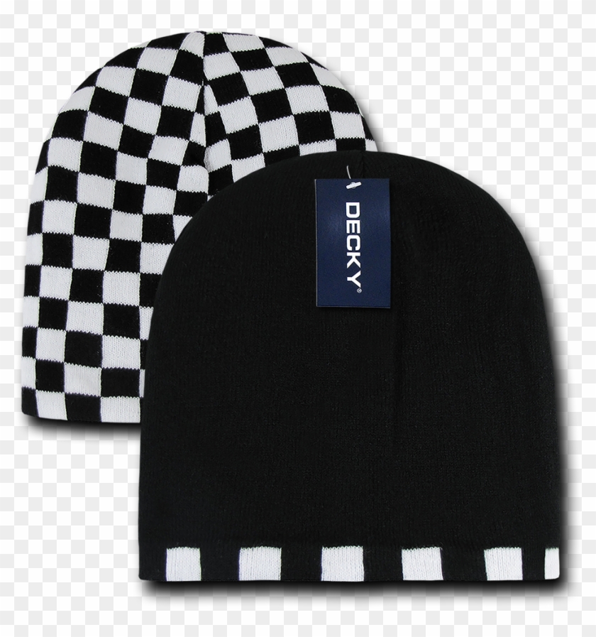 Decky Race Checkered Flag Reversible Beanies Beany - Hairspray Black And White Dress Clipart