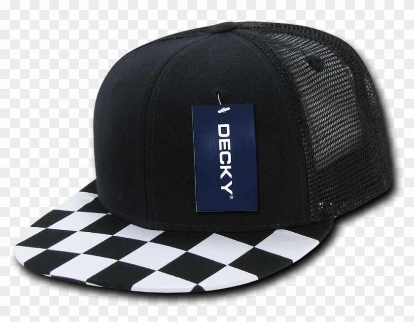 Decky Checkered Racing Flag Trucker Hat Hats Caps Snapback - Baseball Cap Clipart #984707