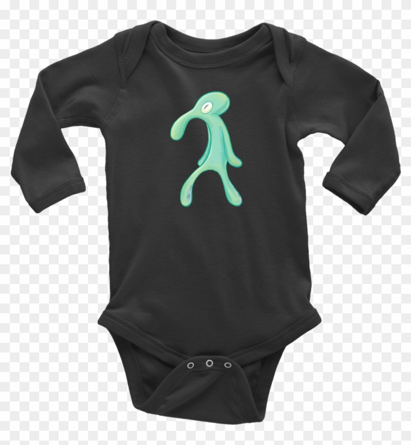 New Long Sleeve Baby Bodysuit Squidward Painting Size - Infant Bodysuit Clipart #985531