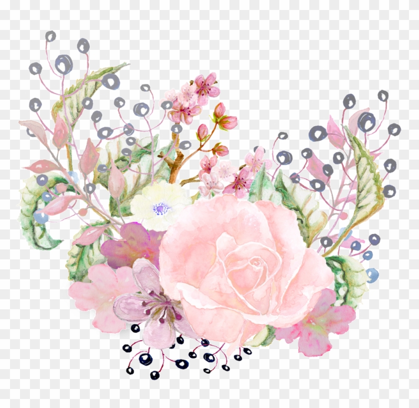 Hand Painted Pink Rose Png Transparent Clipart #986891