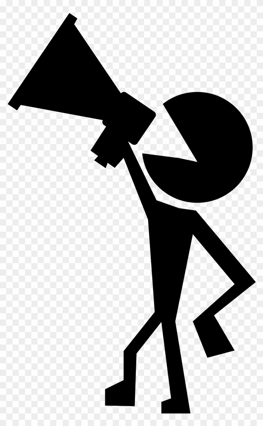 Cartoon Silhouette Of Someone Speaking Into A Megaphone - Attention Seeking Clipart
