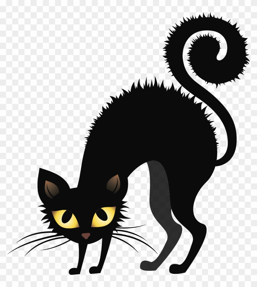 Bristling Black Cats - Black Cat Halloween Clipart - Png Download