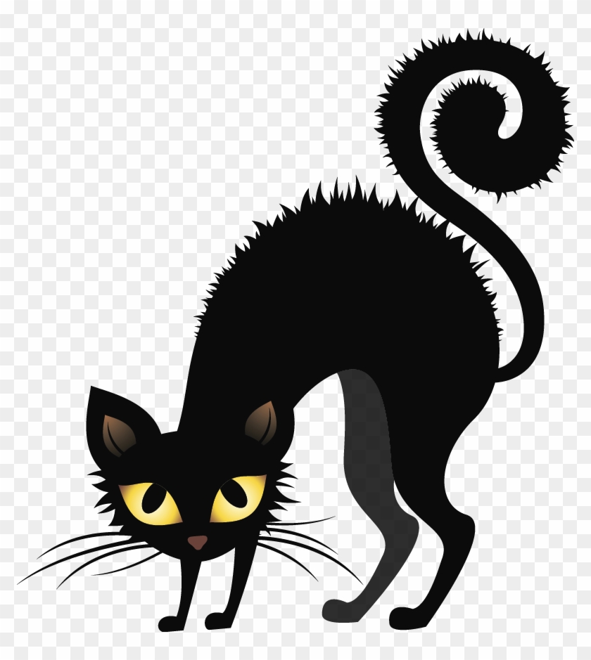 Bristling Black Cats - Black Cat Halloween Clipart - Png Download #987789