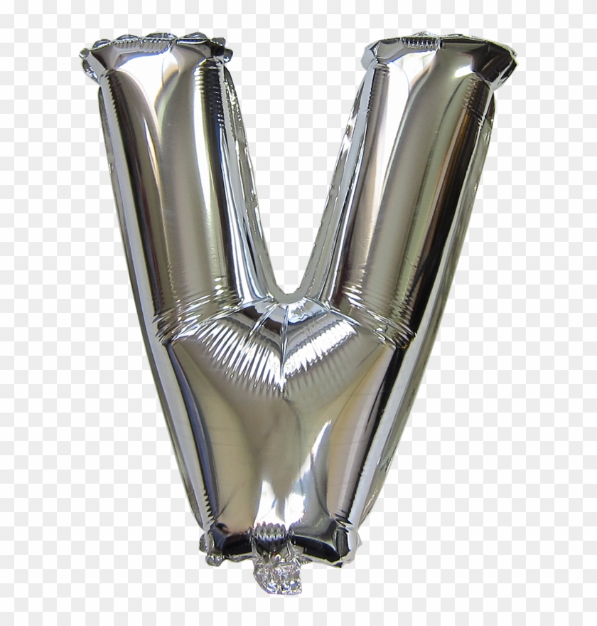16“ Silver Letter Helium Foil Balloon V - Exhaust Manifold Clipart