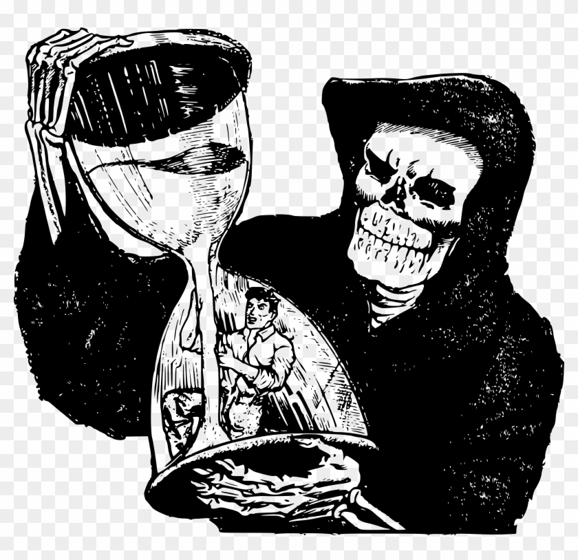 Grim Clipart Free For Download - Grim Reaper With Hourglass - Png Download