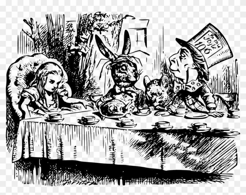 Alice In Wonderland Tea Party Carroll Mad Fiction - Alice In Wonderland Illustrations Tea Party Clipart #994750