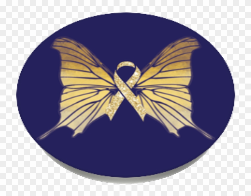 Gold Ribbon Butterfly, Popsockets - Emblem Clipart #996658