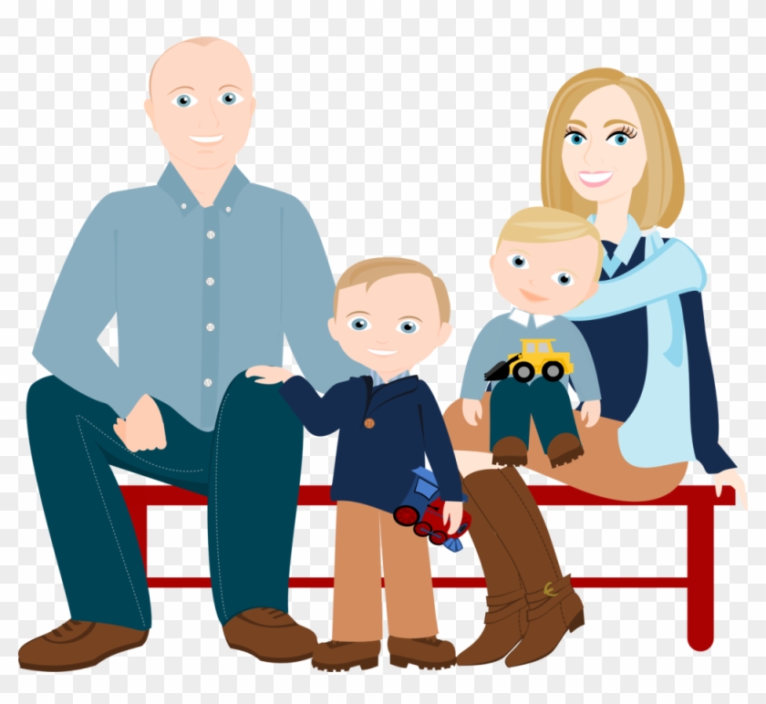 3 To 5 People Cartoon Family Drawing ~ Custom Illustration - Family Cartoon Images Png Clipart #996734