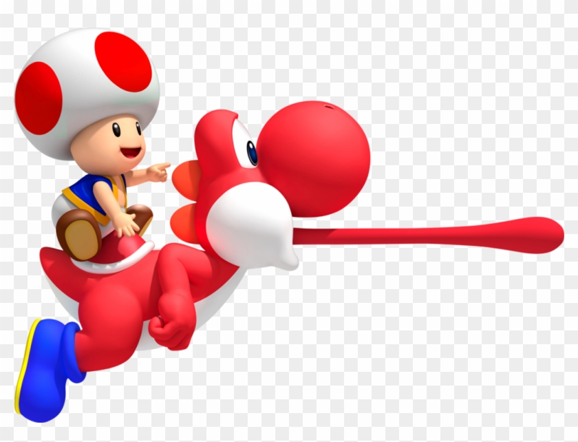 Red Toad On Red Yoshi - New Super Mario Bros Wii Yoshi Clipart