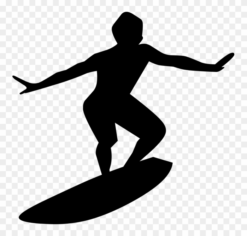 Silhouette Surfboard Sport Isolated Man Adventure - Surf Silhouette Clipart